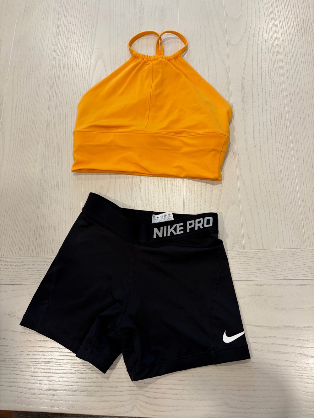 Jo & Jax Halter Sports Top with Nike Pro Black Compression Shorts